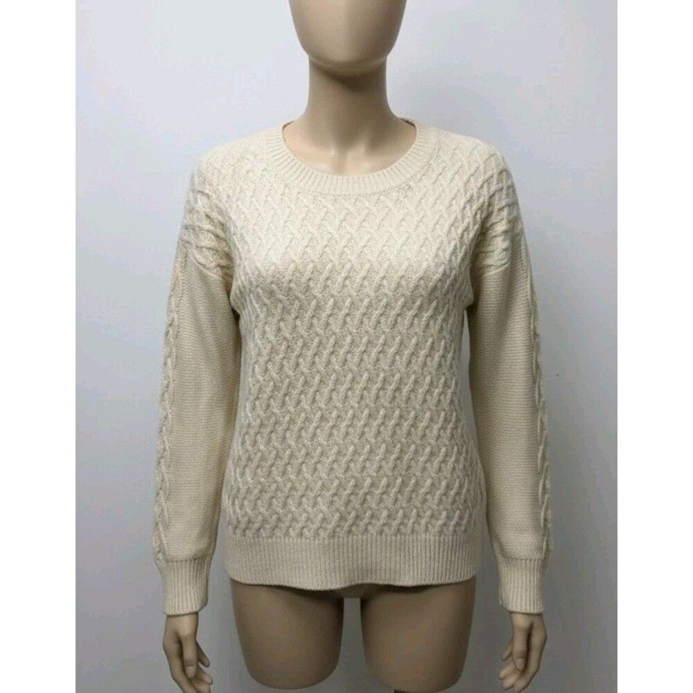 St. John's Bay XL Womens Cream Cable Knit Sweater 100% Acrylic Pullover